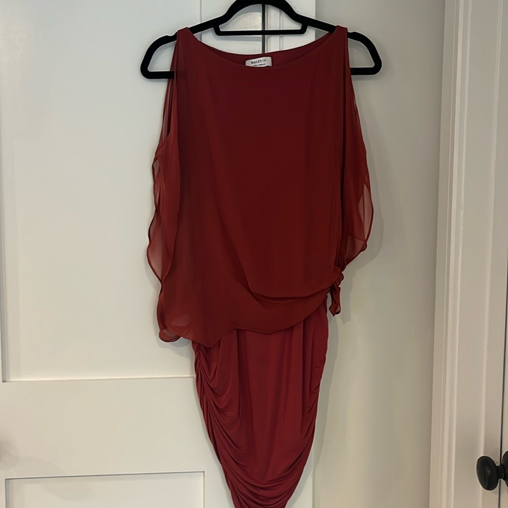 Bailey 44 Burnt Orange/Rust Jersey Silk Overlay Tank Dress Size XS